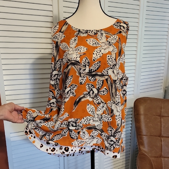Floral Orange Women's Tank Top - Picture 1 of 5